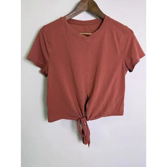 Lululemon Time To Restore Short Sleeve Wrap Top Rustic Clay Medium - Picture 4 of 10